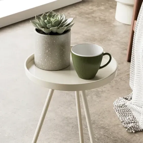 Round Side Table - Stone, Iron