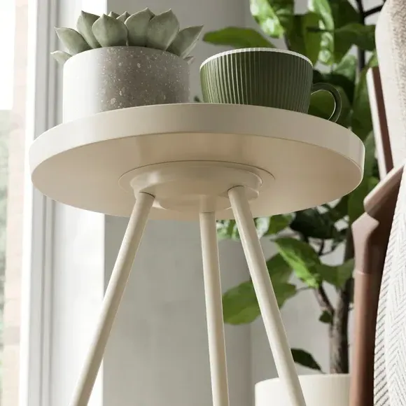 Round Side Table - Stone, Iron