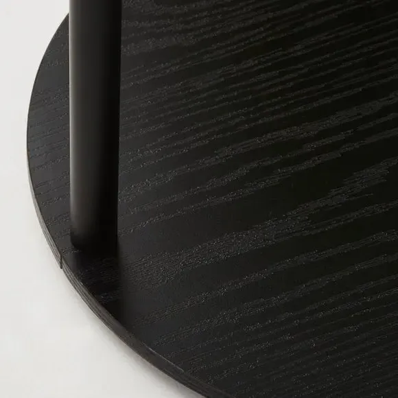 Round Side Table with LED Light - Black, Marble