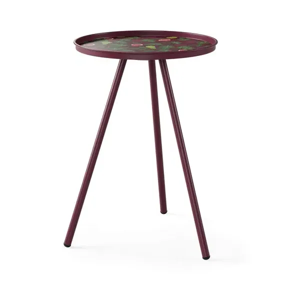 Round Side Table with Print - Purple, Iron