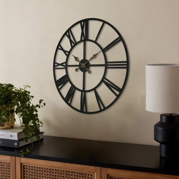 Round Skeleton Wall Clock - Black image