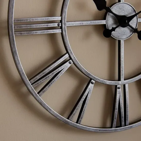 Round Skeleton Wall Clock - Silver