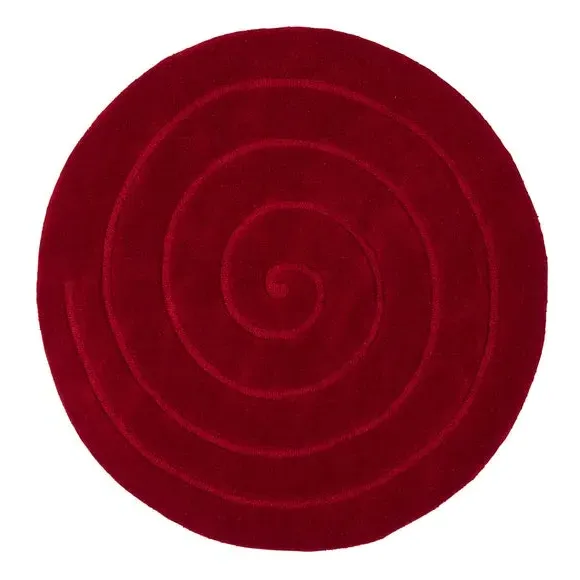Round Spiral Rug - Red, Wool image