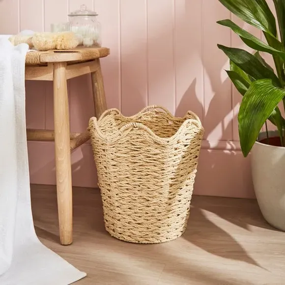 Round Storage Bin with Wavy Edge - Natural Paper image