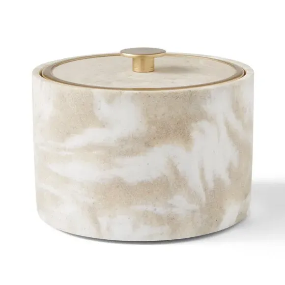 Round Storage Pot with Lid - Cream, Resin