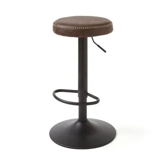 Round Swivel Bar Stool - Brown, Faux Leather