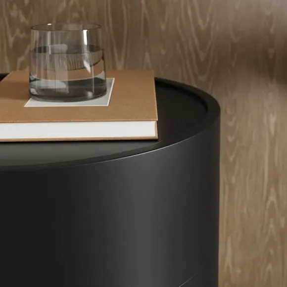Round Swivel Bedside Table - Black