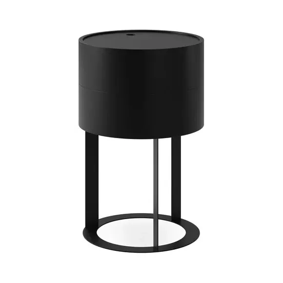 Round Swivel Bedside Table - Black