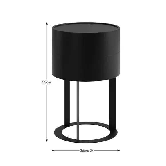 Round Swivel Bedside Table - Black