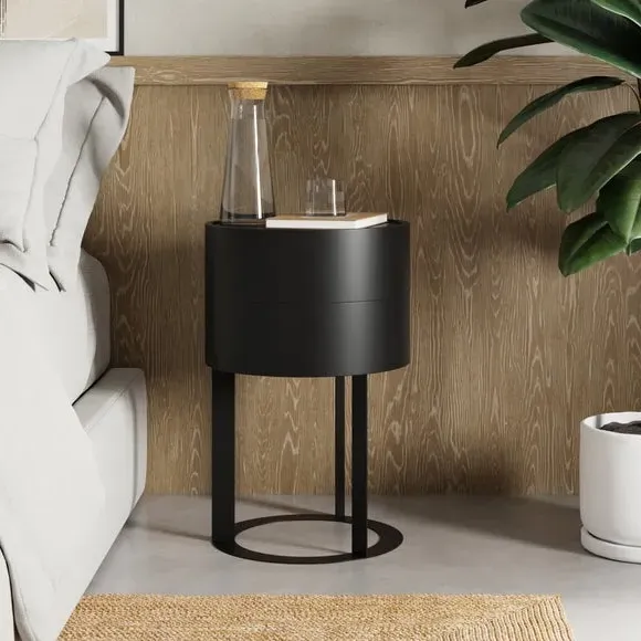 Round Swivel Bedside Table - Black image