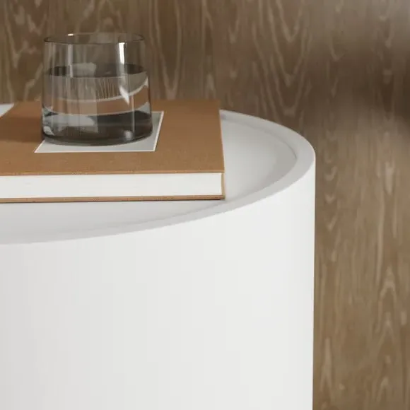 Round Swivel Bedside Table - White
