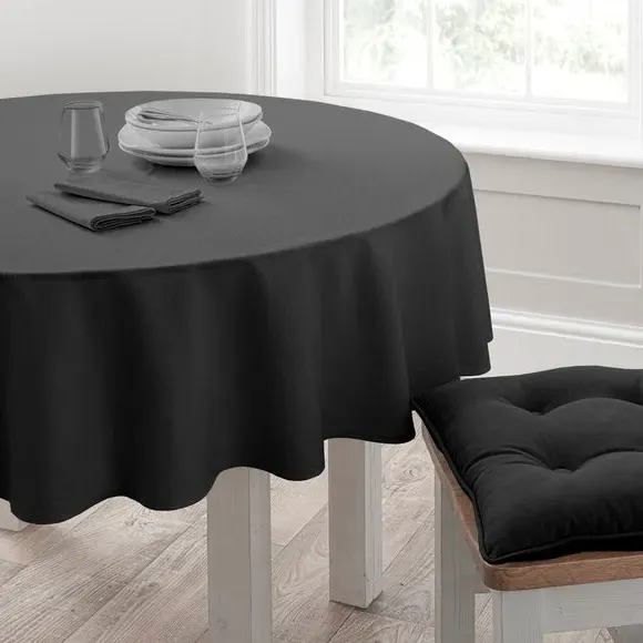 Round Tablecloth - Black, Cotton