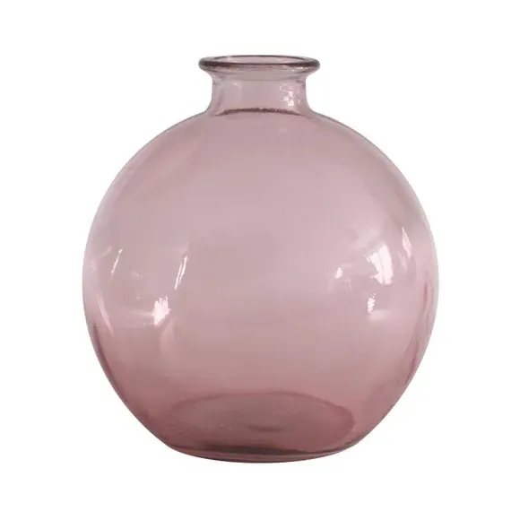 Round Vase - Pink, Recycled Glass