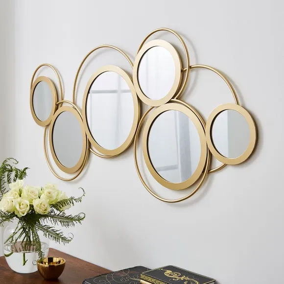 Round Wall Art with Mirrors - Gold