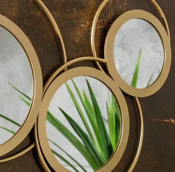 Round Wall Art with Mirrors - Gold