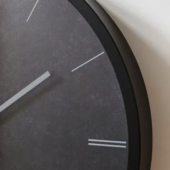 Round Wall Clock Concrete Effect - Black