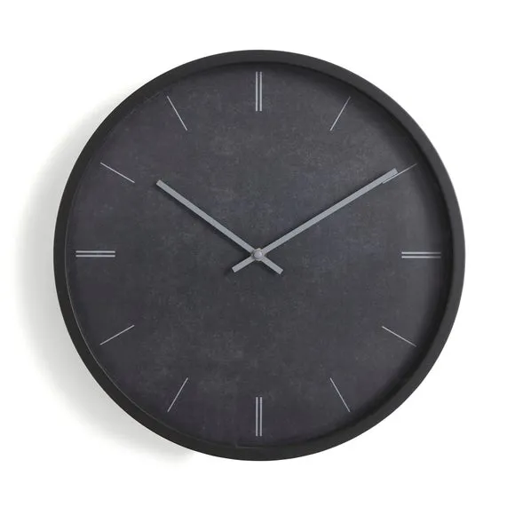 Round Wall Clock Concrete Effect - Black
