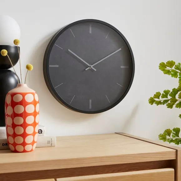 Round Wall Clock Concrete Effect - Black image