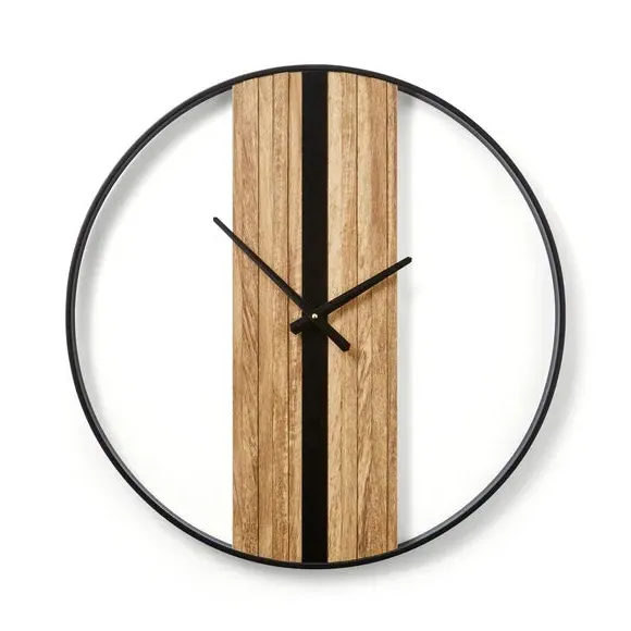 Round Wall Clock Industrial Style - Black, Metal