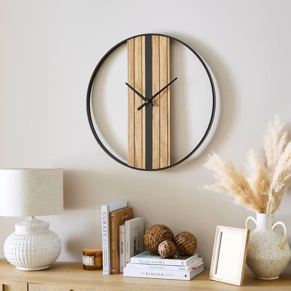 Round Wall Clock Industrial Style - Black, Metal image