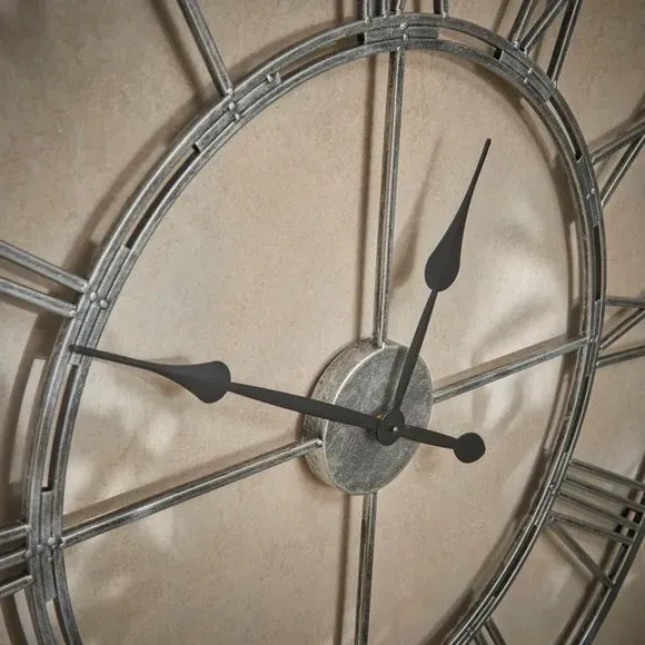 Round Wall Clock Roman Numerals - Chrome