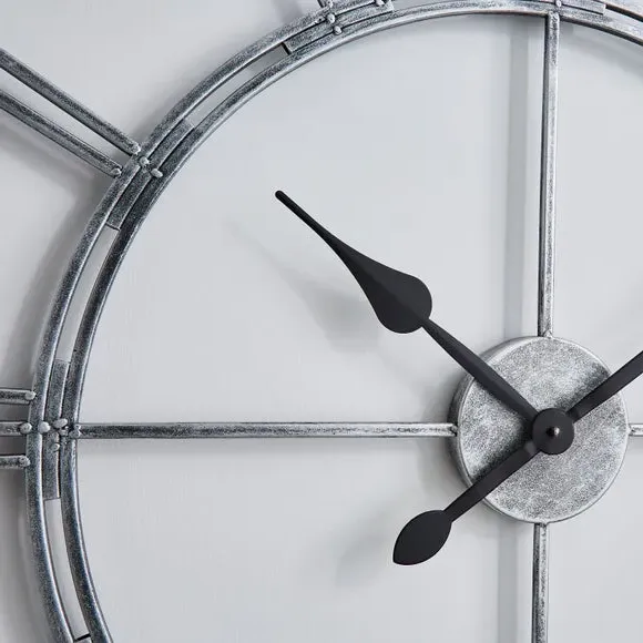 Round Wall Clock Roman Numerals - Chrome