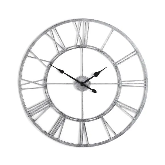 Round Wall Clock Roman Numerals - Chrome