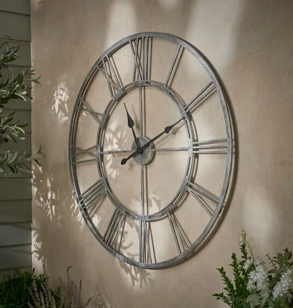 Round Wall Clock Roman Numerals - Chrome image