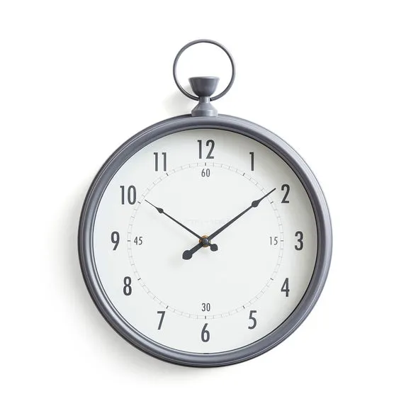 Round Wall Clock Vintage Design - Pewter, Metal