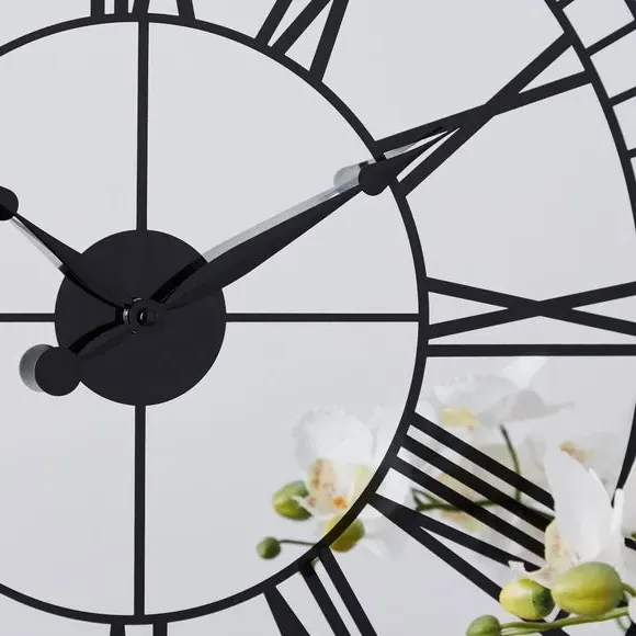 Round Wall Clock with Mirror - Black