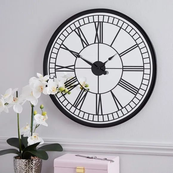 Round Wall Clock with Mirror - Black image