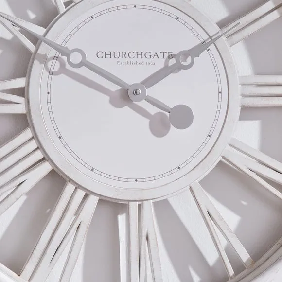Round Wall Clock with Roman Numerals - Cream