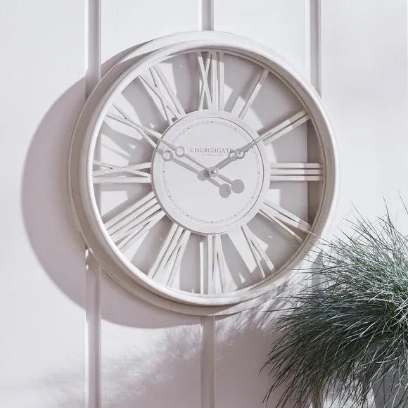 Round Wall Clock with Roman Numerals - Cream image