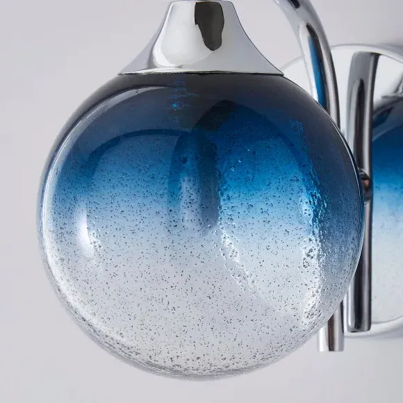 Round Wall Light IP44 Rated - Blue, Glass