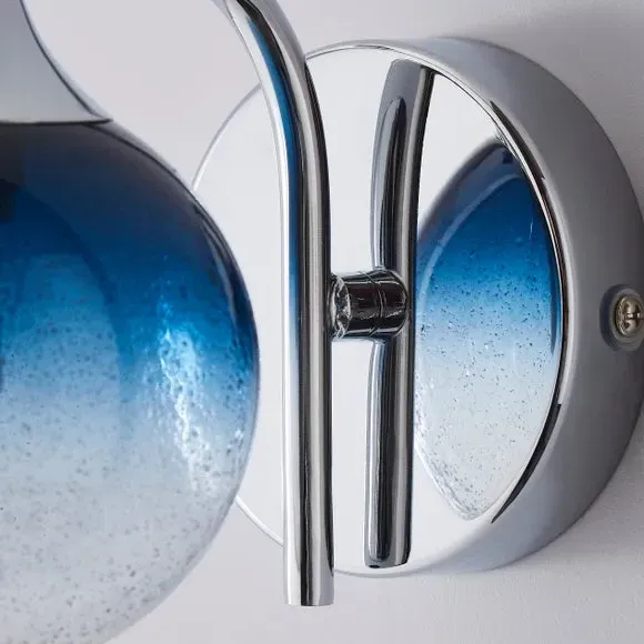 Round Wall Light IP44 Rated - Blue, Glass