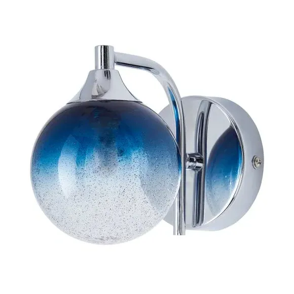 Round Wall Light IP44 Rated - Blue, Glass