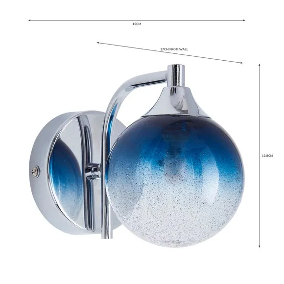 Round Wall Light IP44 Rated - Blue, Glass