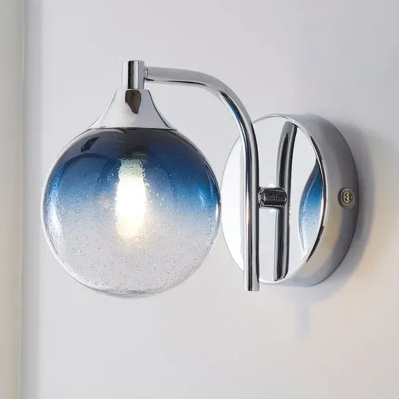Round Wall Light IP44 Rated - Blue, Glass image