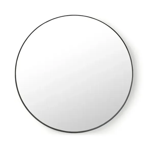 Round Wall Mirror - Black, Metal