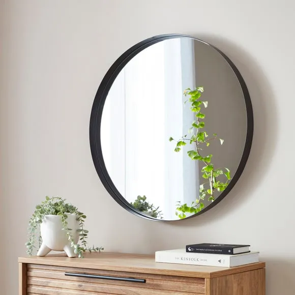 Round Wall Mirror - Black, Metal image