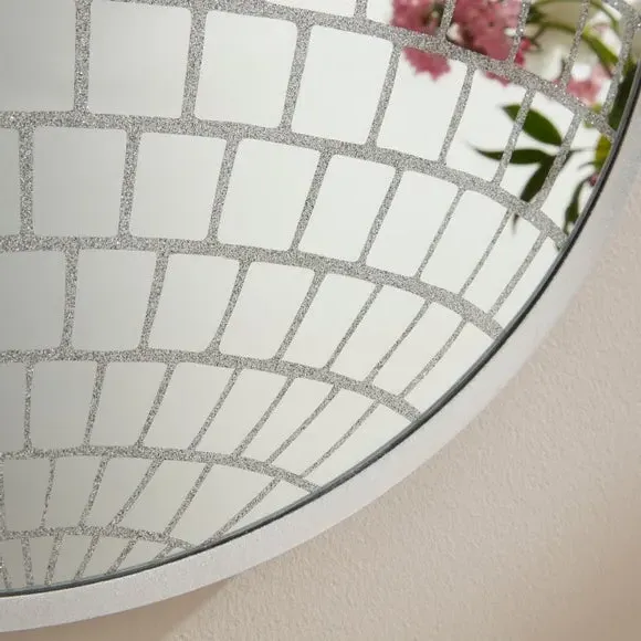 Round Wall Mirror Disco Ball Design - Silver