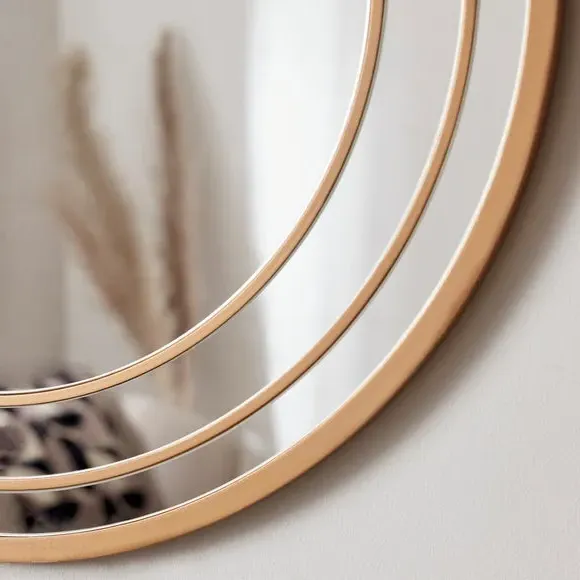 Round Wall Mirror Double Frame - Gold, Wood