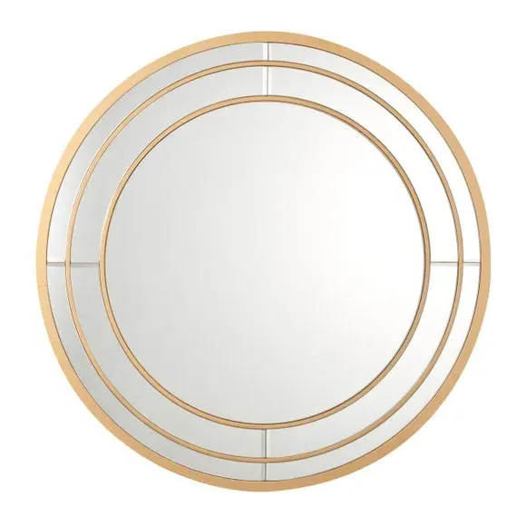 Round Wall Mirror Double Frame - Gold, Wood