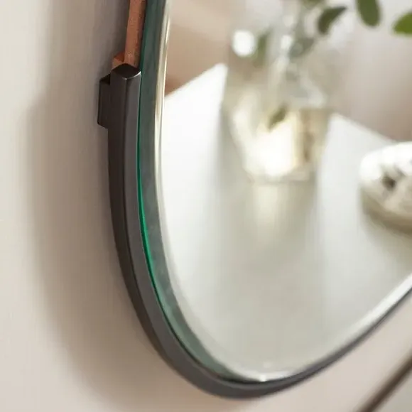Round Wall Mirror Half Frame - Black