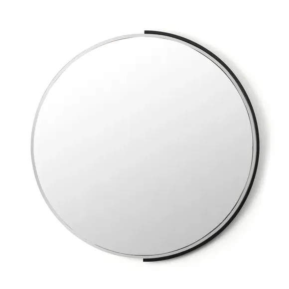 Round Wall Mirror Half Frame - Black