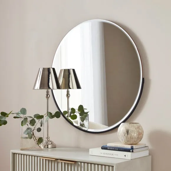 Round Wall Mirror Half Frame - Black image