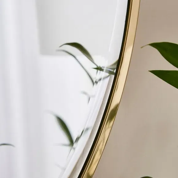 Round Wall Mirror Half Frame - Gold