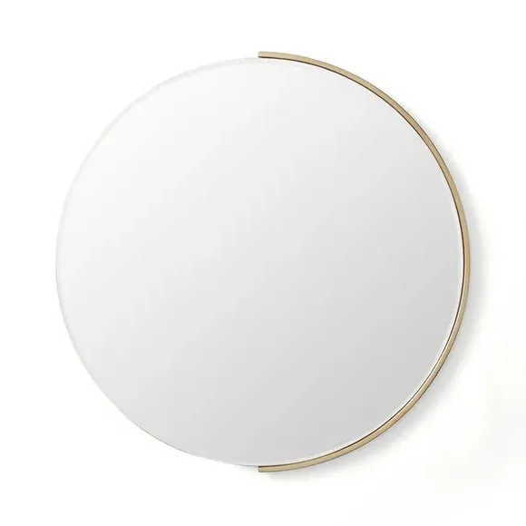 Round Wall Mirror Half Frame - Gold