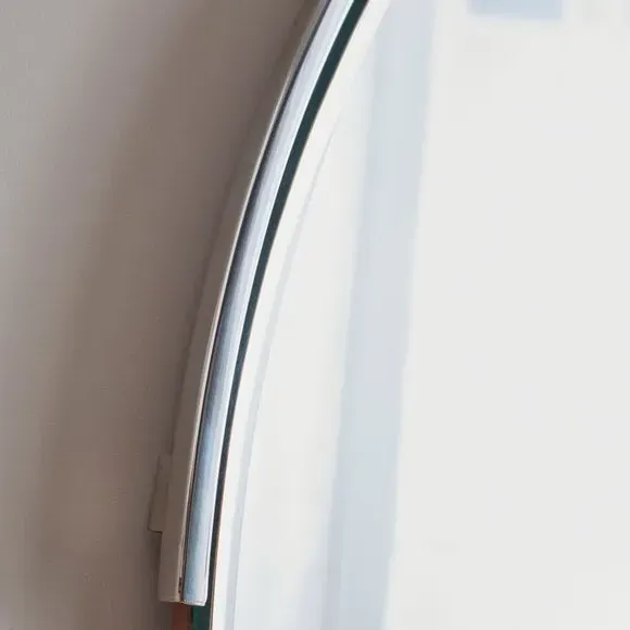 Round Wall Mirror Half Frame - Silver