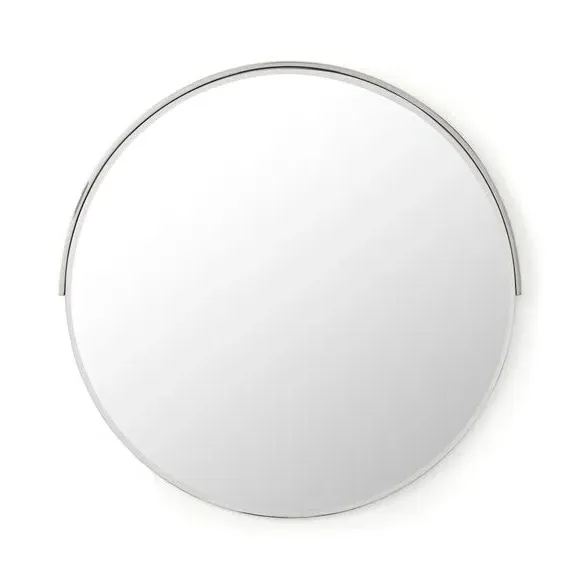 Round Wall Mirror Half Frame - Silver